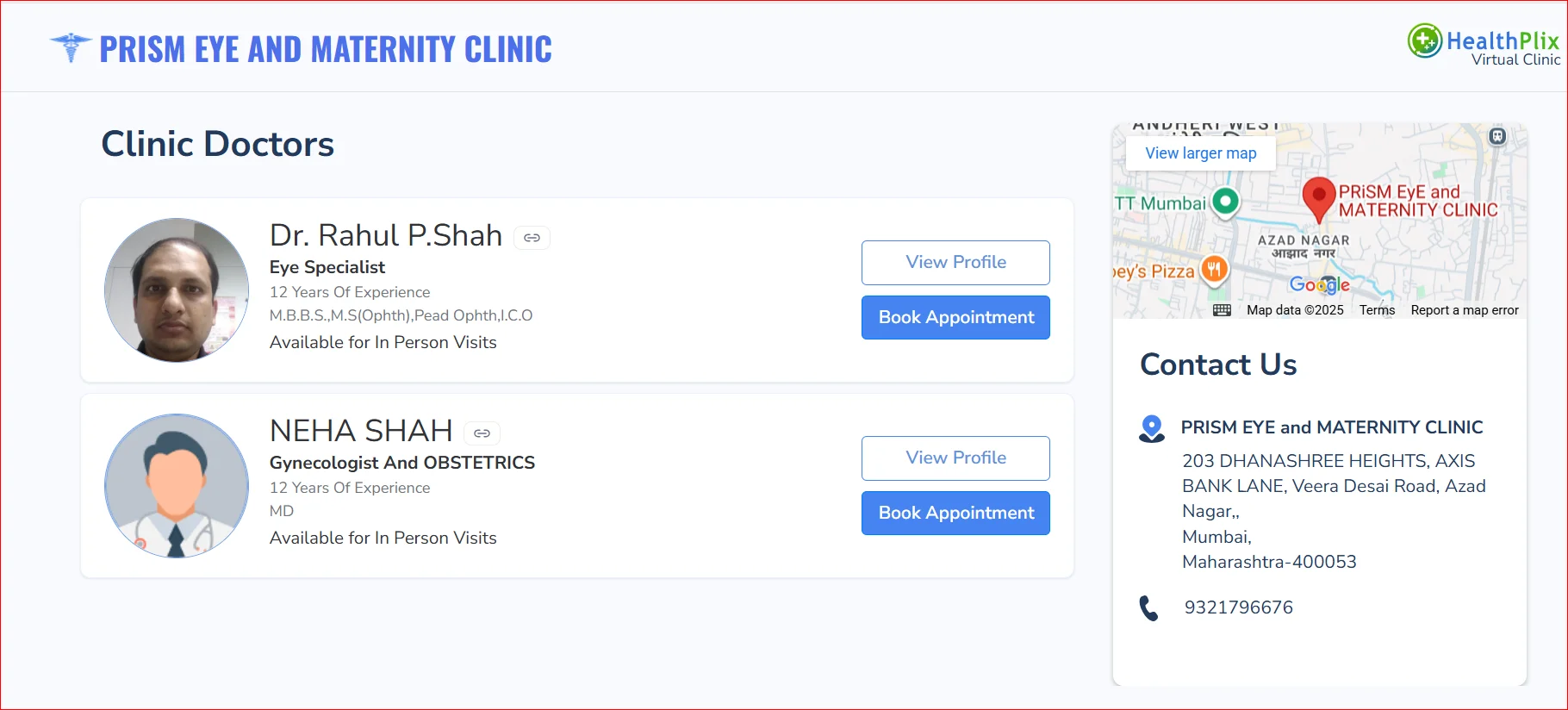 Doctor Listing – Prism Eye and Maternity Clinic