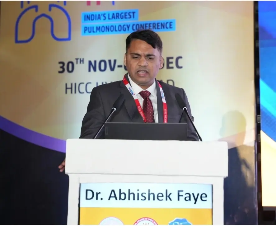 Dr. Abhishek Faye presenting at a pulmonology conference