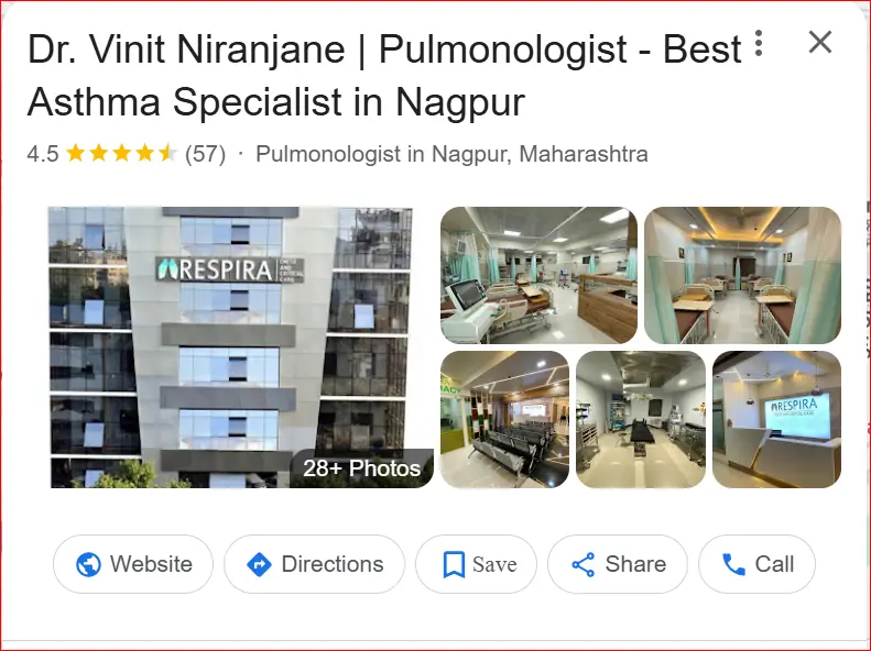 Google Business Profile of Dr. Vinit Niranjane showing his clinic details and images of the clinic
