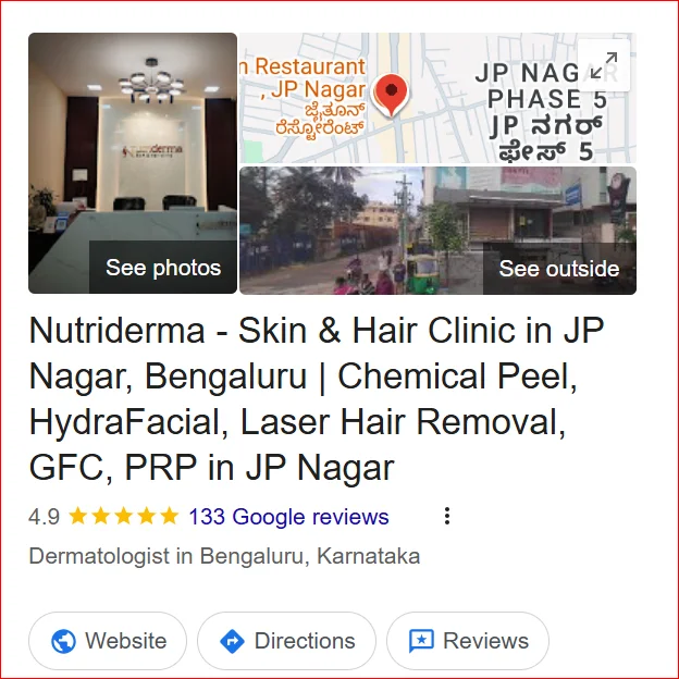 Nutriderma – Google Business Profile Listing in JP Nagar