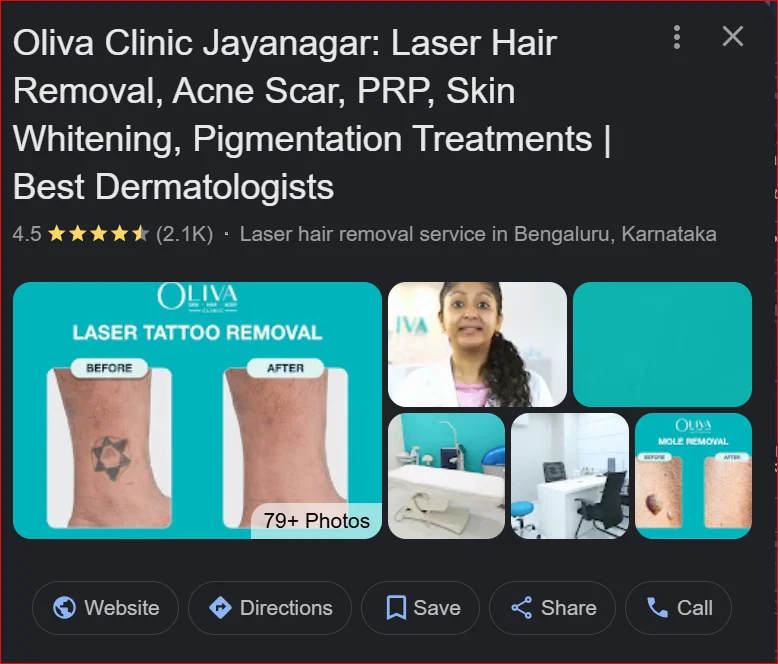Oliva Clinic Jayanagar – Google Business Profile Preview