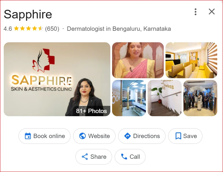 Sapphire Skin Aesthetics Clinic – Google Business Profile Preview