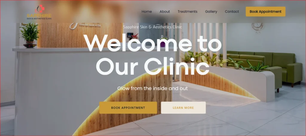 Sapphire Skin Aesthetics Clinic – Website Homepage Screenshot