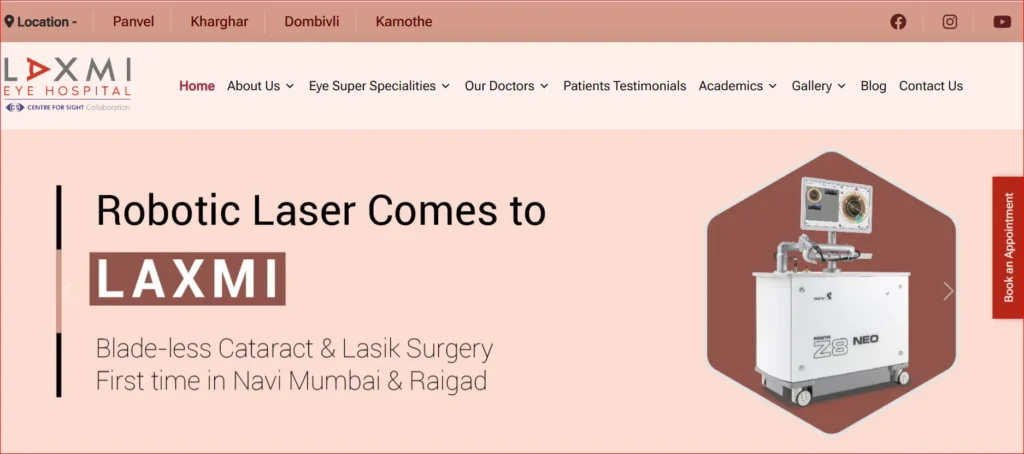 Laxmi Eye Hospital robotic laser surgery banner