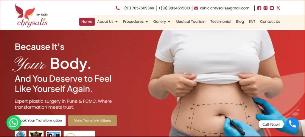 Woman abdomen marked for plastic surgery procedure in Pune clinic