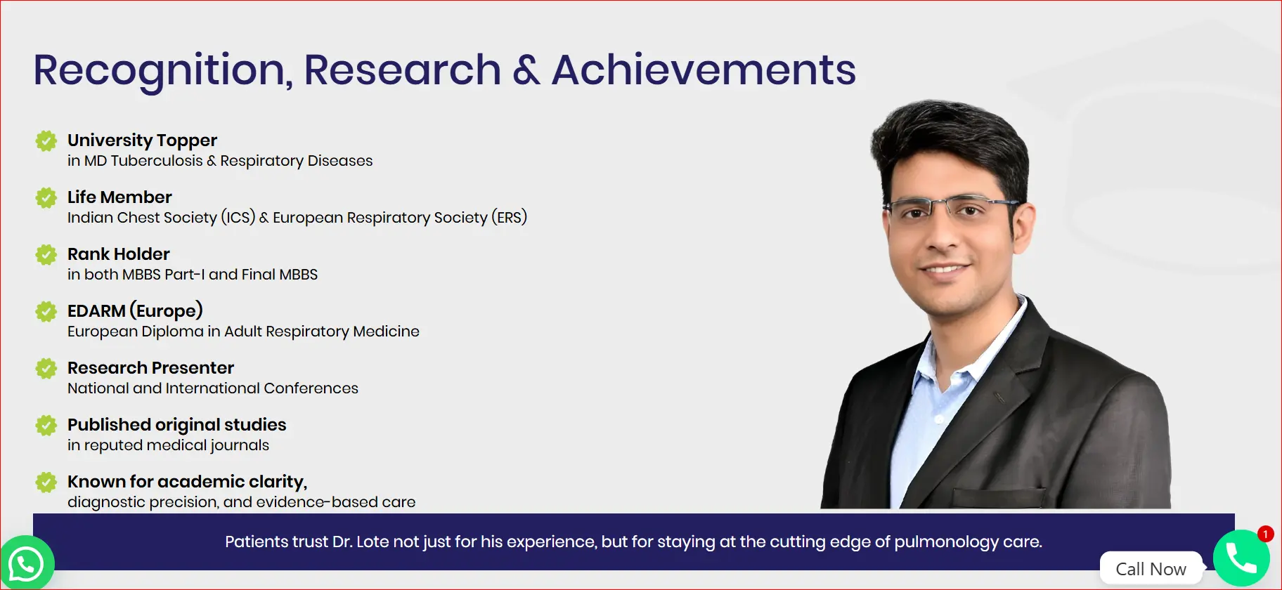 Dr. Sameer Lotes Academic Excellence Pulmonology Achievements
