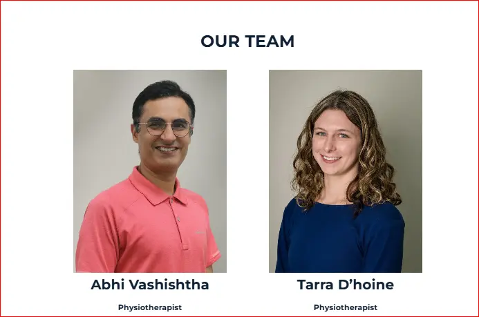 Abhi Vashishtha and Tarra Dhoine Physiotherapists at Hope 2 Health
