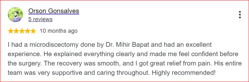 Dr. Mihir Bapat Google review