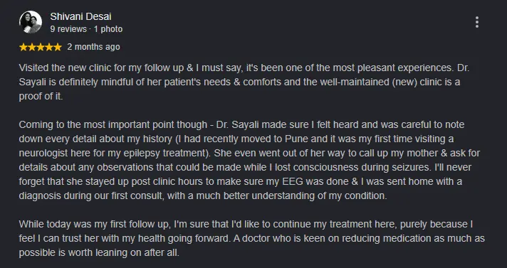 Dr. Sayali Kalbhor Patil - Google Review