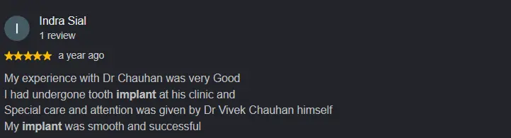 Dr. Vivek Singh Chauhan Google Review